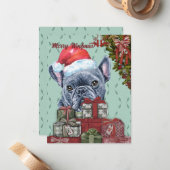 Merry Woofmas. Santa Hat-kerstkerstfeest Notitiekaartje (Voorkant / Achterkant in situ)