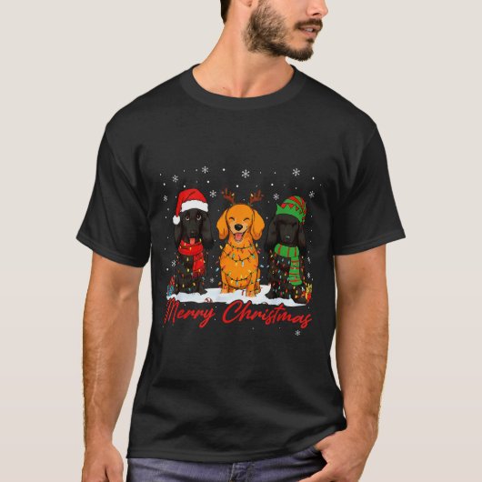 Merry Woofmas Santa Reindeer Elf Dachshund Christm T-shirt (Voorkant)