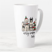 Merry Woofmas Schattige Dogs Christmas Custom Name Latte Mok (Rechterhoek)