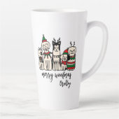 Merry Woofmas Schattige Dogs Christmas Custom Name Latte Mok (Rechts)