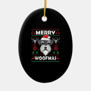Merry Woofmas Schnauzer-kerstHondenliefhebber Paja Keramisch Ornament