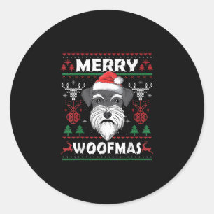 Merry Woofmas Schnauzer-kerstHondenliefhebber Paja Ronde Sticker