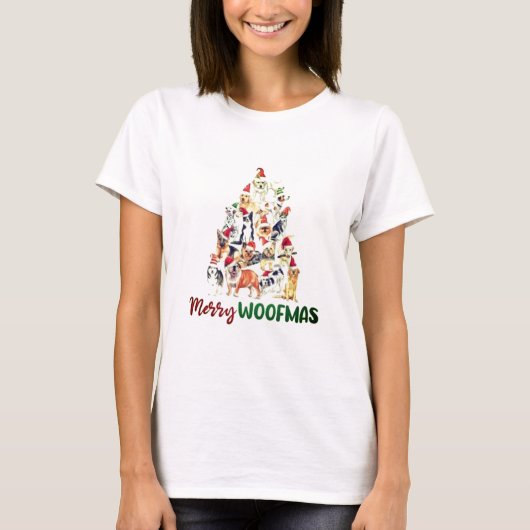 Merry Woofmas-structuur T-shirt (Voorkant)
