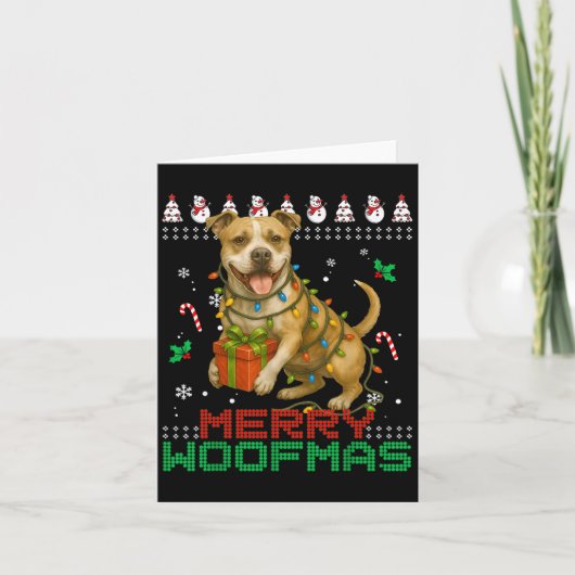 Merry Woofmas Tbull Christmas Shirt Xmas Dog  Kaart (Voorkant)