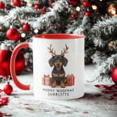 Merry Woofmas Teckel Gepersonaliseerde Kerst Mok