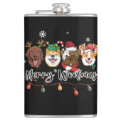 Merry Woofmas Typografie Fles Heupfles (Voorkant)