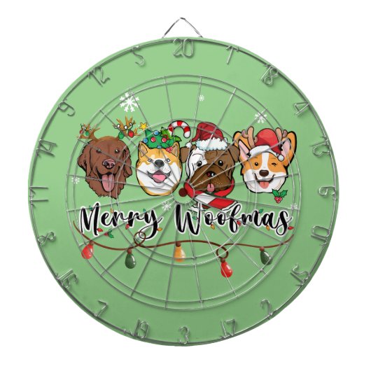 Merry Woofmas Typography Dartboard Dartbord (Voorkant)
