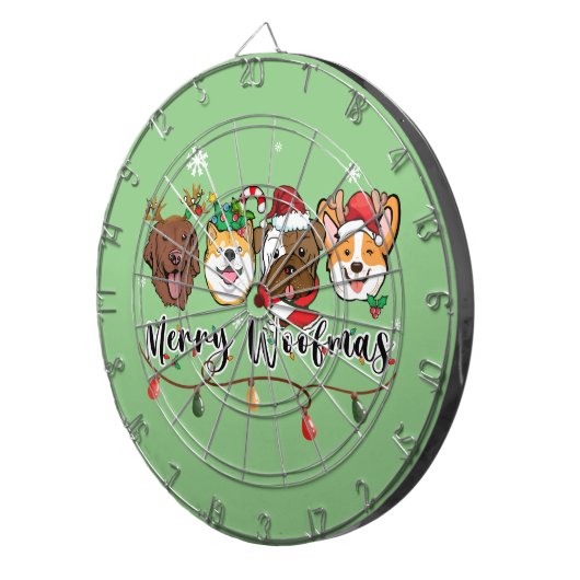 Merry Woofmas Typography Dartboard Dartbord (Voorkant Rechts)