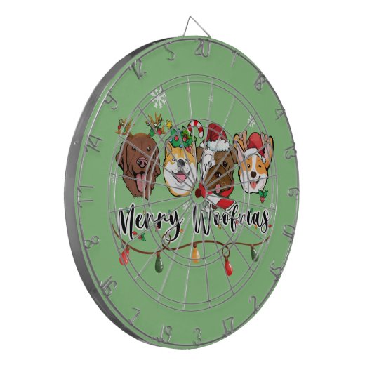 Merry Woofmas Typography Dartboard Dartbord (Voorkant Links)