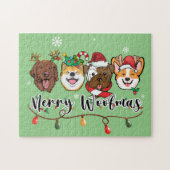 Merry Woofmas Typography Jigzaag Puzzle Legpuzzel (Horizontaal)