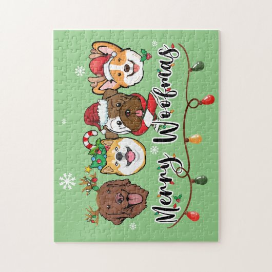 Merry Woofmas Typography Jigzaag Puzzle Legpuzzel (Verticaal)