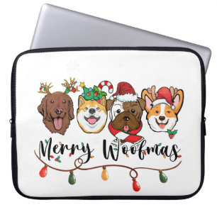 Merry Woofmas Typography-laptophoes Laptop Sleeve