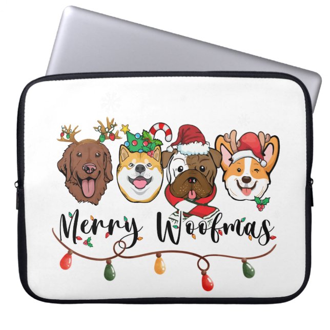Merry Woofmas Typography-laptophoes Laptop Sleeve (Voorkant)