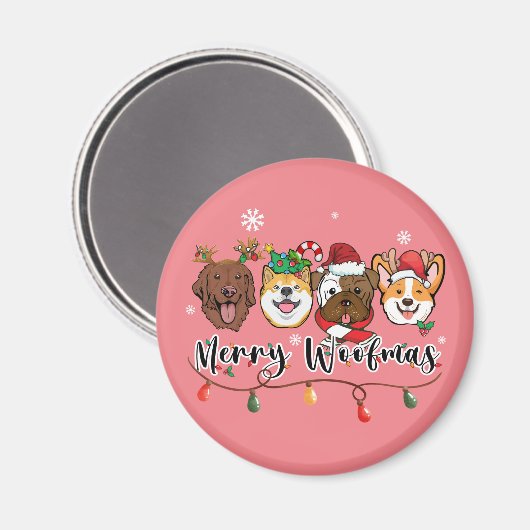 Merry Woofmas Typography Magnet (Voorkant / Achterkant)