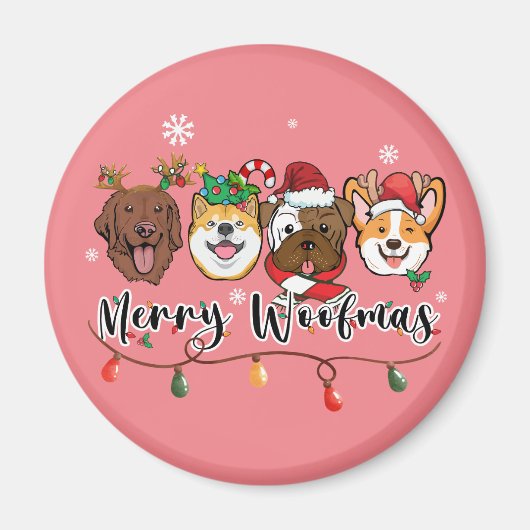 Merry Woofmas Typography Magnet (Voorkant)
