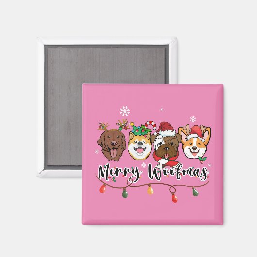 Merry Woofmas Typography Magnet (Voorkant / Achterkant)