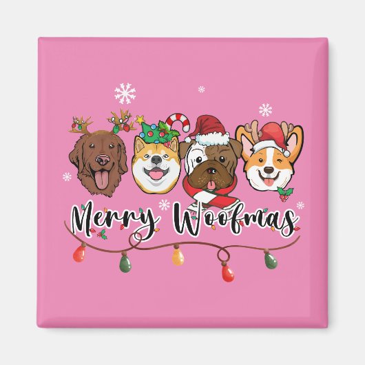 Merry Woofmas Typography Magnet (Voorkant)