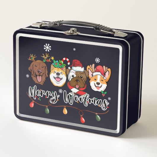 Merry Woofmas Typography Metal Lunchbox (Voorkant)