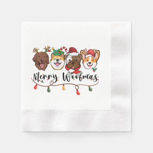 Merry Woofmas Typography Paper Napkin Servet (Voorkant)