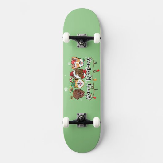 Merry Woofmas Typography Skateboard (Voorkant)