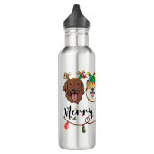 Merry Woofmas Typography Water Bottle Waterfles (Links)