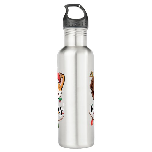 Merry Woofmas Typography Water Bottle Waterfles (Achterkant)