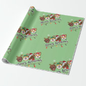 Merry Woofmas Typography Wrapping Paper Cadeaupapier (Uitgerold)