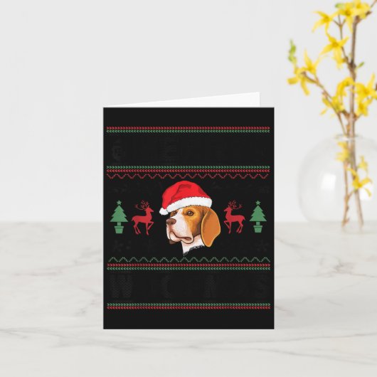 Merry Woofmas Ugly Christmas Beagle Xmas Party  Kaart (Gele Bloem)