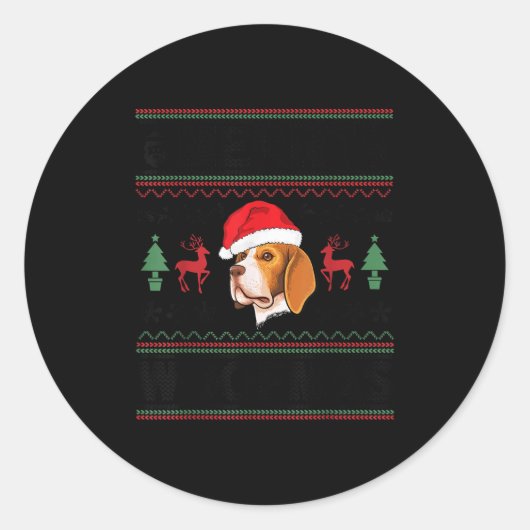 Merry Woofmas Ugly Christmas Beagle Xmas Party  Ronde Sticker (Voorkant)
