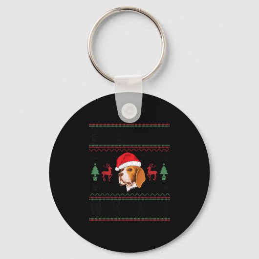 Merry Woofmas Ugly Christmas Beagle Xmas Party Sleutelhanger (Voorkant)