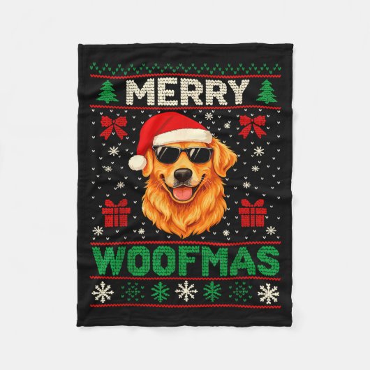 Merry Woofmas Ugly Christmas Jumper Xmas Dog Lover Fleece Deken (Voorkant)