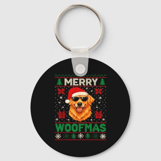 Merry Woofmas Ugly Christmas Jumper Xmas Dog Lover Sleutelhanger (Voorkant)