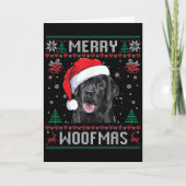 Merry Woofmas Ugly Sweater Black Lab Labrador Chri Kaart (Voorkant)