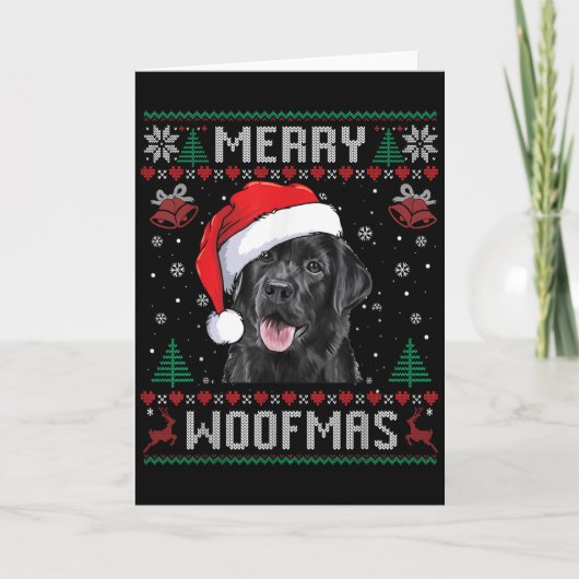 Merry Woofmas Ugly Sweater Black Lab Labrador Chri Kaart (Voorkant)