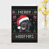 Merry Woofmas Ugly Sweater Black Lab Labrador Chri Kaart (Gele Bloem)