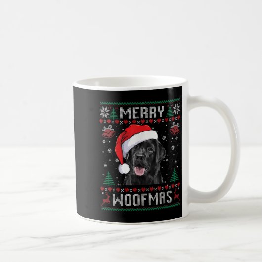 Merry Woofmas Ugly Sweater Black Lab Labrador Chri Koffiemok (Rechts)