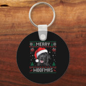 Merry Woofmas Ugly Sweater Black Lab Labrador Chri Sleutelhanger (Voorkant)