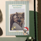 Merry Woofmas Waterverf Duitse Herder Folie Feestdagenkaart