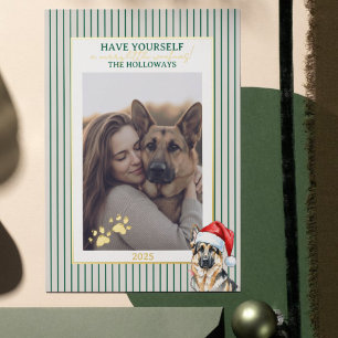 Merry Woofmas Waterverf Duitse Herder Folie Feestdagenkaart