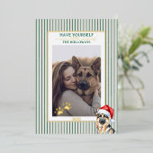 Merry Woofmas Waterverf Duitse Herder Folie Feestdagenkaart (Staand Voorkant)