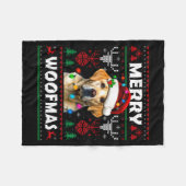 Merry Woofmas Yellow Labrador Christmas Ugly Sweat Fleece Deken (Voorkant (Horizontaal))