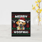 Merry Woofmas Yellow Labrador Christmas Ugly Sweat Kaart (Gele Bloem)