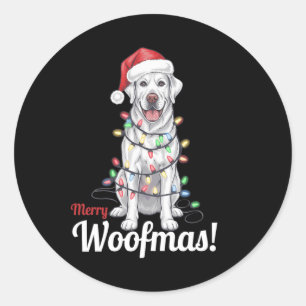 Merry Woofmas Zilveren Labrador Hond Licht Decor C Ronde Sticker