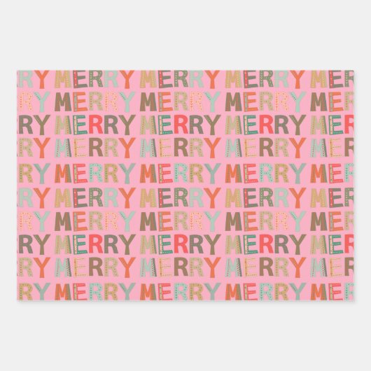 MERRY Words funky Wrapping Paper (Voorkant 2)