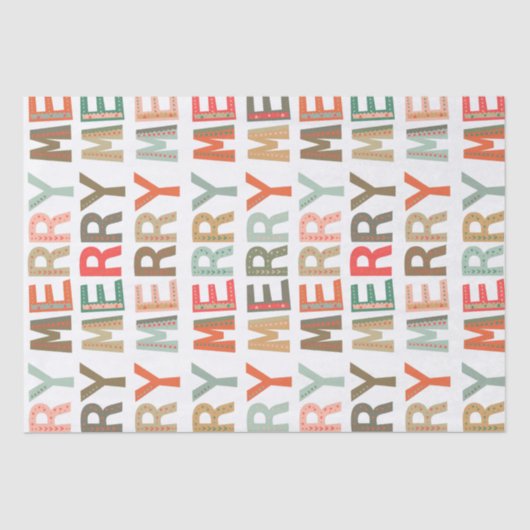 MERRY Words funky Wrapping Tissue Paper Tissuepapier (Voorkant)