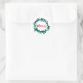 Merry Wreath met Berries Script Ronde Sticker (Tas)