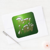 Merry X-mas Groene Lettering Vierkante Stickers (Envelop)