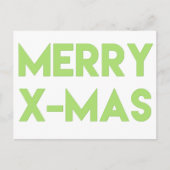 Merry X-Mas, Modern Green Typography Kerstmis Feestdagenkaart (Voorkant)