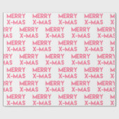 Merry X-mas, Modern Pink Typography Kerstmis Cadeaupapier (Vlak)