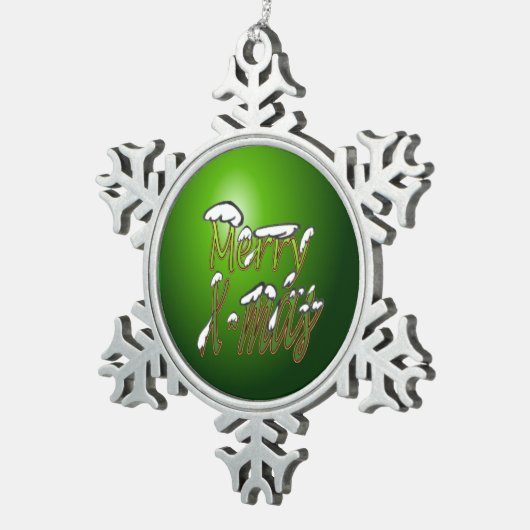 Merry X-Mas Pewter Snowflake Ornament (Rechts)
